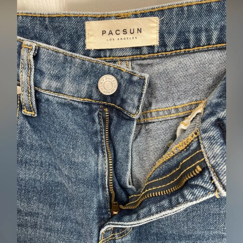 Pacsun Vintage Icon Two Tone Raw Hem High Rise Denim Jeans Women’s Size 27